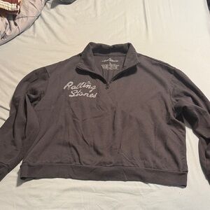 The Rolling Stones Dark Gray Half-Zip Pullover